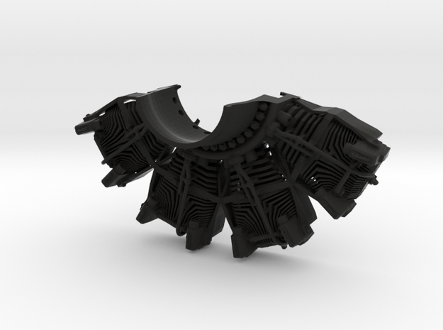 RC Faux Radial Engine_TOP in Black Natural Versatile Plastic