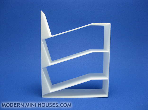 Slant 1:12 scale Bookshelf in White Processed Versatile Plastic