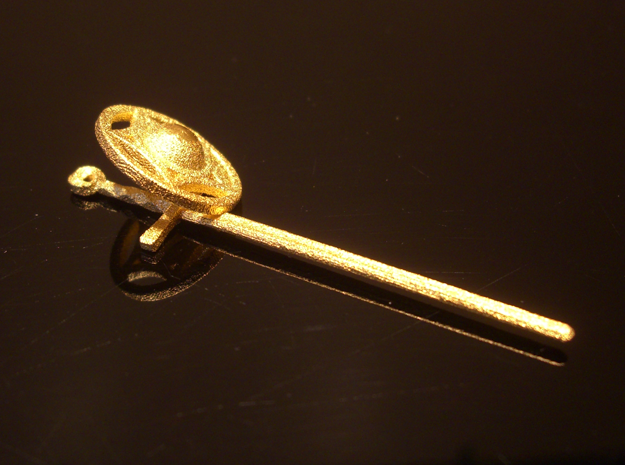 Sword & Buckler i33 (pendant) in Polished Gold Steel