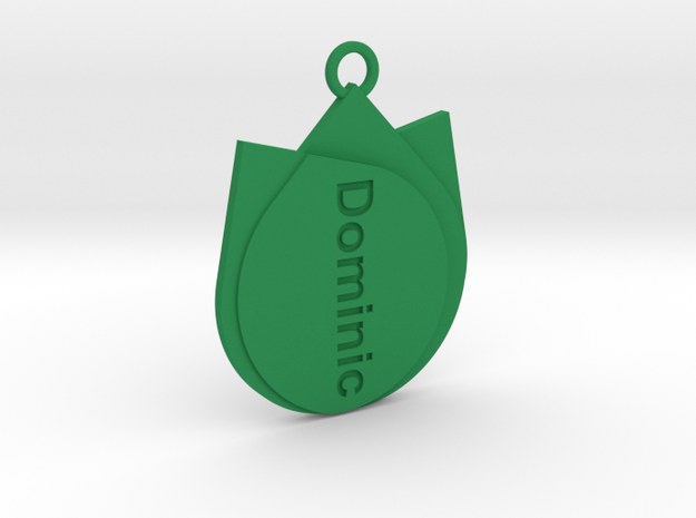 Keychain for Dominic  in Green Processed Versatile Plastic