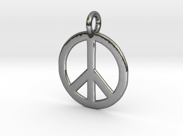 Peace Necklace in Fine Detail Polished Silver