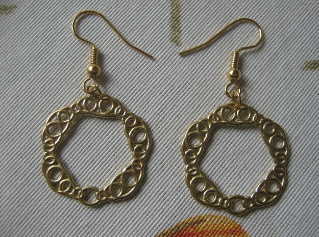 Torus Pattern 2 Earrings in Natural Brass