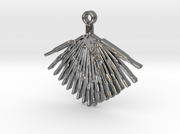 Palmetto Leaf pendant in Polished Silver