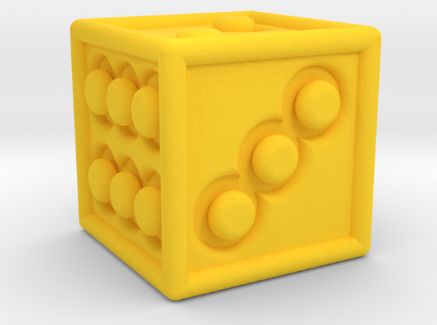 Tactile dice in Yellow Processed Versatile Plastic