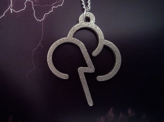 Stormy Cloud - Weather Symbol Pendant in Polished Bronzed Silver Steel