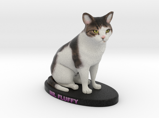 Custom Cat Figurine - Mr. Fluffy in Full Color Sandstone