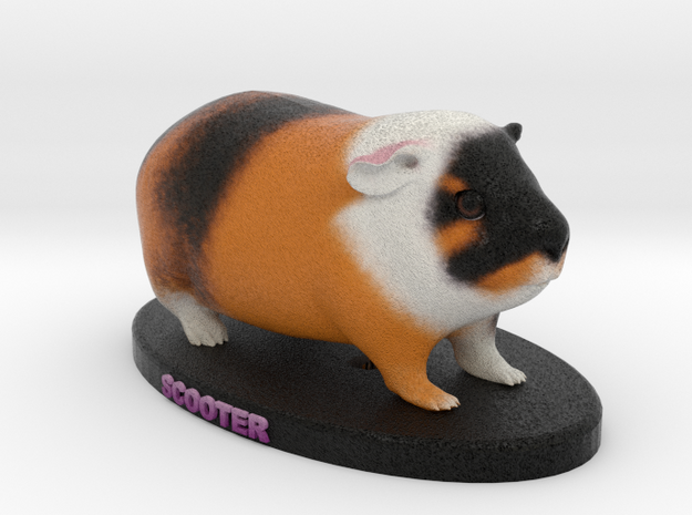 Custom Guinea Pig Figurine - Scooter in Full Color Sandstone