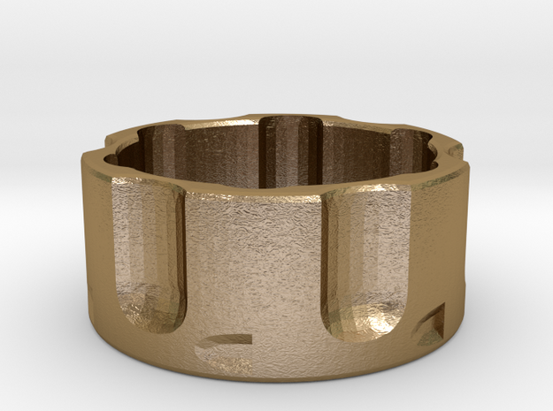 Revolver Cylinder Ring Size 13 in Polished Gold Steel