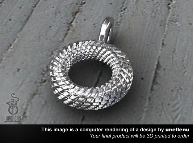 Mens Pendant / Keyring tag: Tyre  3cm in Polished Silver