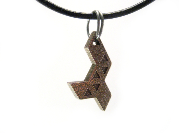 Tribal Pendant in Polished Bronzed Silver Steel