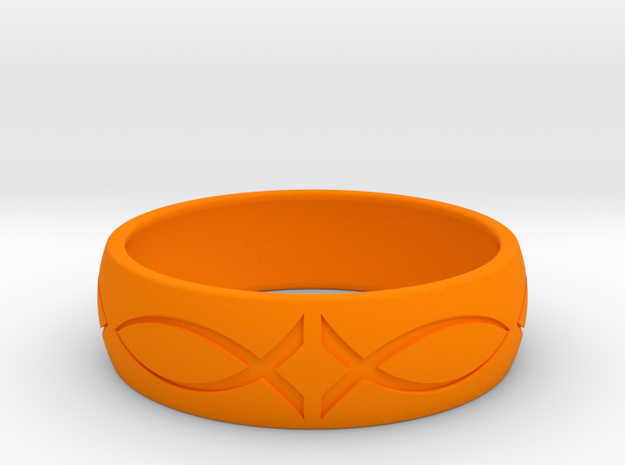 Size 8 Ring engraved in Orange Processed Versatile Plastic