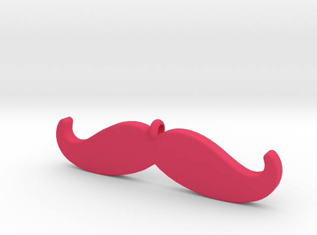 Mustache Pendant (2.2 cm - 0.9 in) in Pink Processed Versatile Plastic