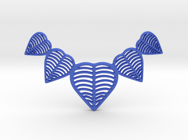 Leafy heart pendant / Necklace in Blue Processed Versatile Plastic