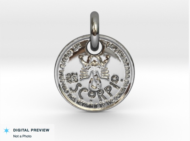 ZWOOKY Style 207 - pendant zodiac - Scorpio in Fine Detail Polished Silver