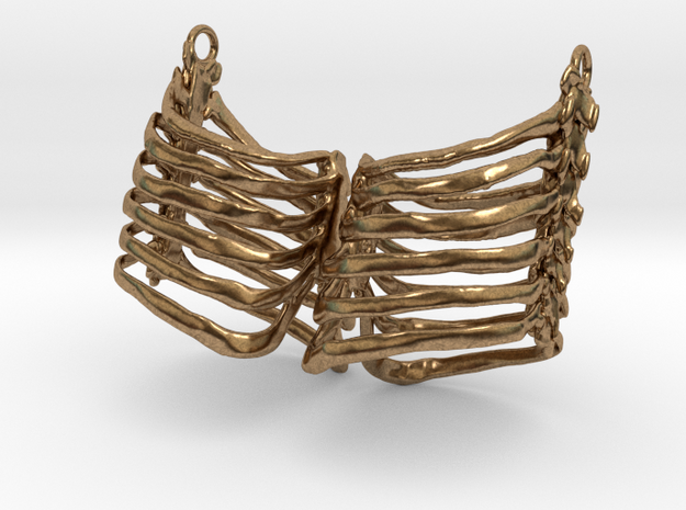 Ribcage Earring Pair in Natural Brass