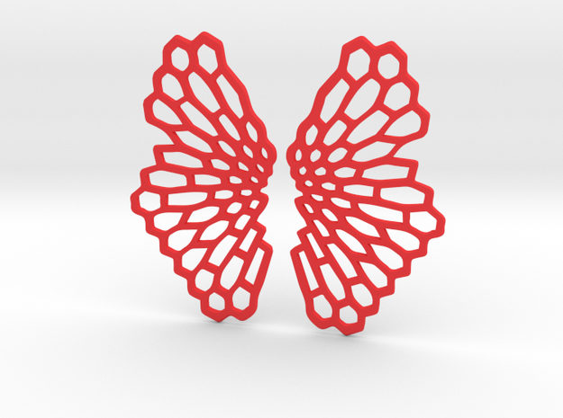 Honeycomb Butterfly Earrings / Pendant in Red Processed Versatile Plastic