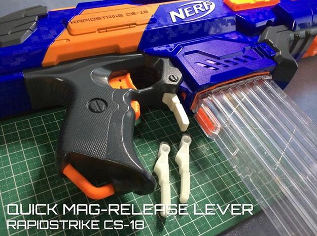 Quick Mag-release lever (Nerf Rapidstrike)  in White Natural Versatile Plastic