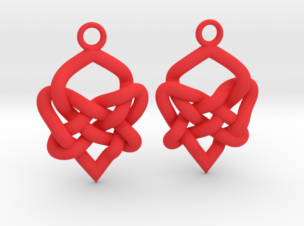 Celtic Heart Knot Earring in Red Processed Versatile Plastic