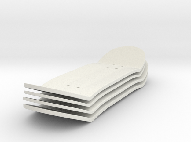 Fingerboard Deck Set (x4) in White Natural Versatile Plastic