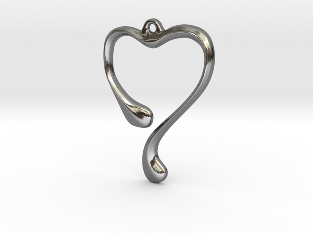 Heart shape pendant in Polished Silver