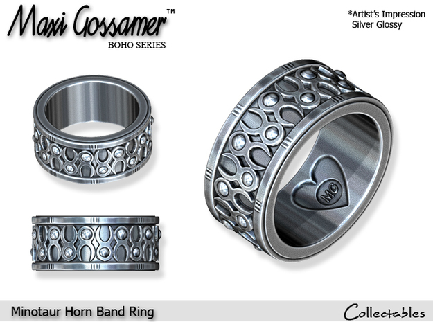 Minotaur Horn Ring in Polished Silver