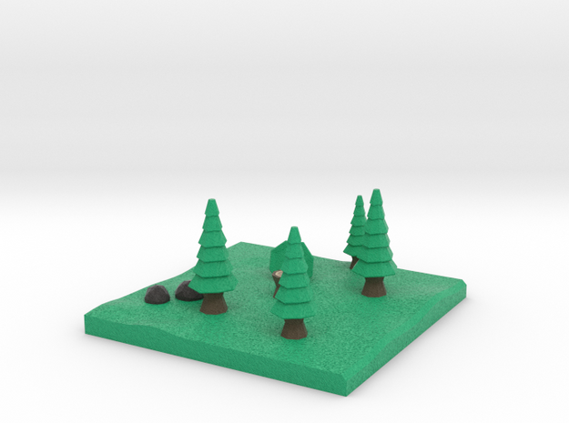 Low-Poly Forest [Beveled & Hollowed] in Full Color Sandstone