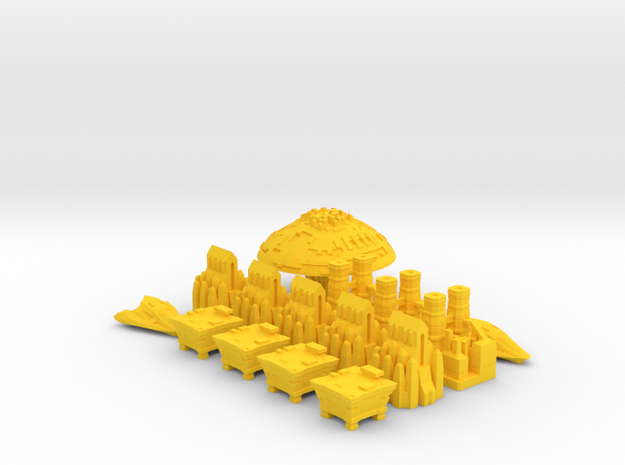 Space Game Pieces in Yellow Processed Versatile Plastic
