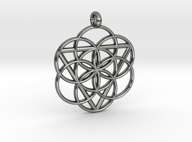 FEMININE SEED OF LIFE PENDANT  in Fine Detail Polished Silver