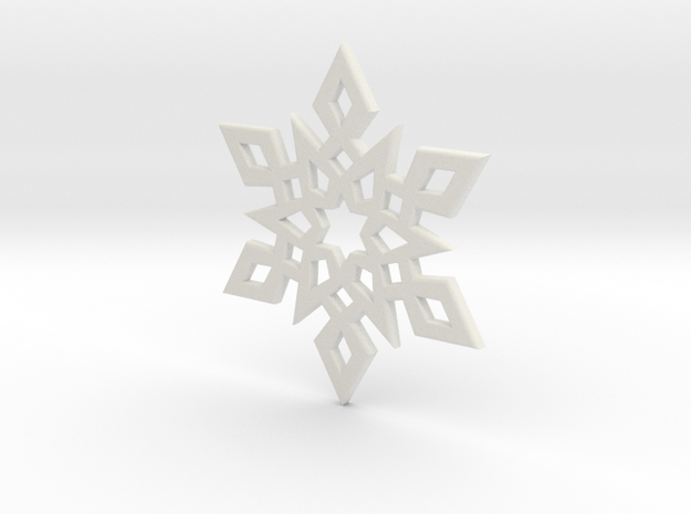 Snowflake Pendant 2 in White Natural Versatile Plastic