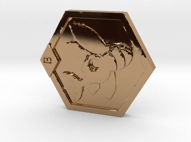 Medabots Kabuto Medal Tribute art V1 in Polished Brass