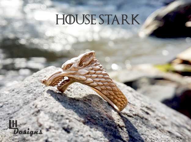 Size 12 Direwolf Ring in Natural Bronze