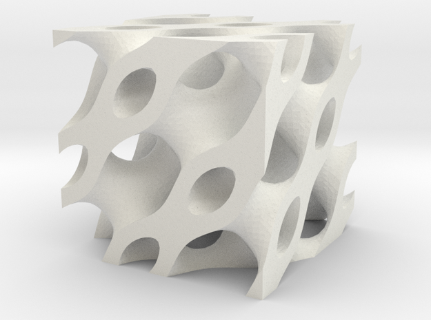 Piped Cube in White Natural Versatile Plastic