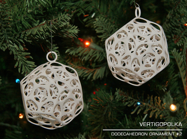 Dodecahedron Ornament 2 in White Natural Versatile Plastic