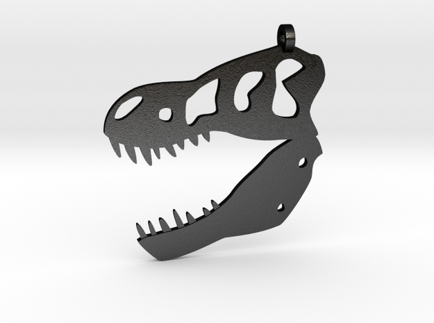 T-rex Skull in Matte Black Steel
