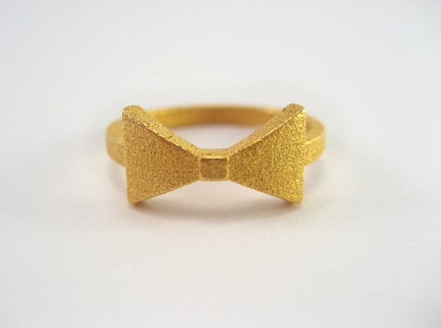 Bow Tie Ring (Size 7) in Polished Gold Steel
