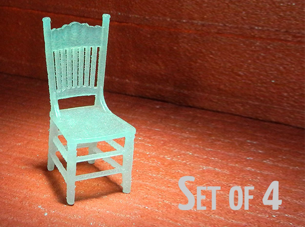1:48 Kitchen Chair, Set of 4 in Smooth Fine Detail Plastic
