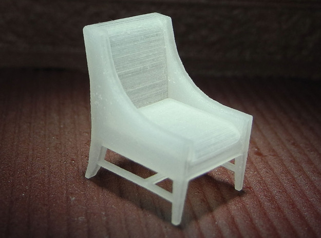 1:48 Contemporary Slipper Chair in Smooth Fine Detail Plastic