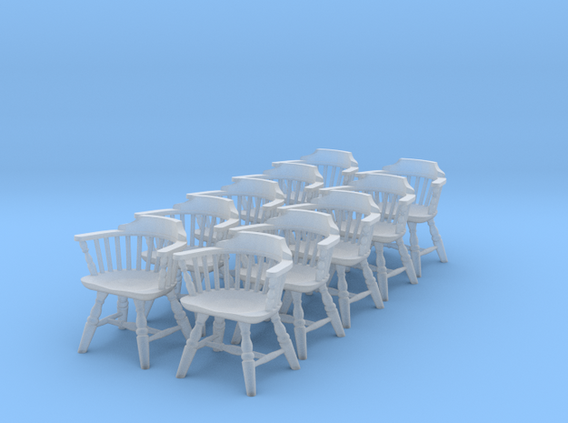 1:48 Windsor Low Back Chair (Set of 10) in Tan Fine Detail Plastic