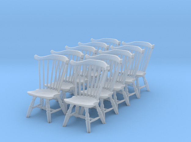 1:48 Fan Back Windsor Chair (Set of 10) in Smooth Fine Detail Plastic