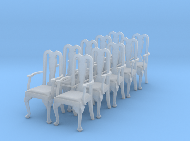 1:48 Queen Anne Chair with Arms (Set of 10) in Tan Fine Detail Plastic