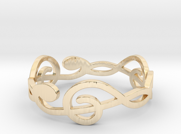 Size 8 G-Clef Ring A in 14k Gold Plated Brass