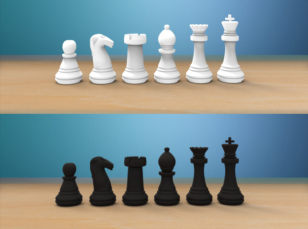 Chess Set (1x Each Piece) in White Processed Versatile Plastic