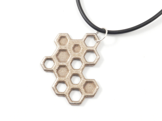 Honeycomb Necklace in Polished Bronzed Silver Steel