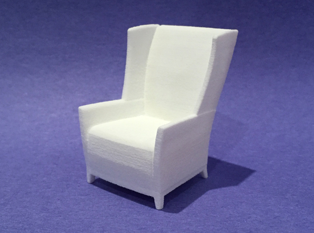 Apsen Wing Back Lounge 1:24 scale in White Natural Versatile Plastic