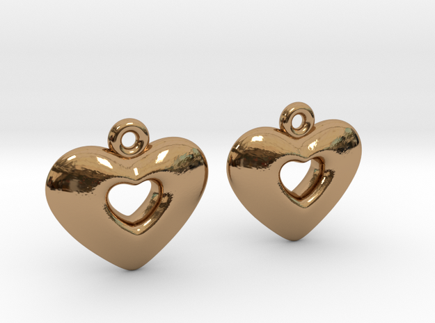 Heart Earrings in Polished Brass