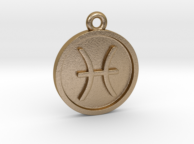 Pisces/Fische Pendant in Polished Gold Steel