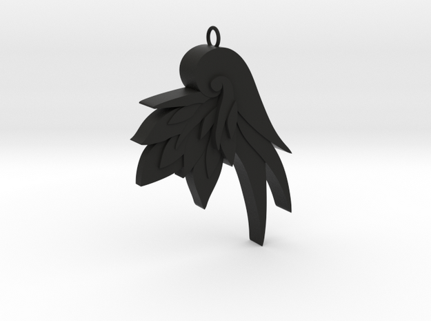 Unique Flower Pendant in Black Natural Versatile Plastic
