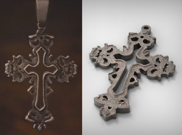 Dracula Untold Cross in Polished and Bronzed Black Steel