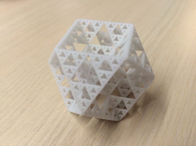 Sierpinski Cuboctahedron Fractal in White Natural Versatile Plastic