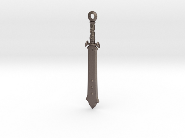 Vorpal Sword Pendant in Polished Bronzed Silver Steel